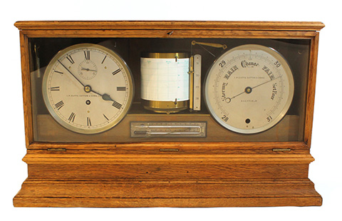 Early English self-recording Display Barometer & Clock